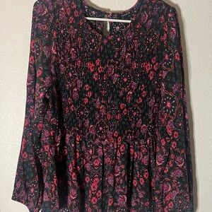 Torrid Black and Pink Floral Blouse